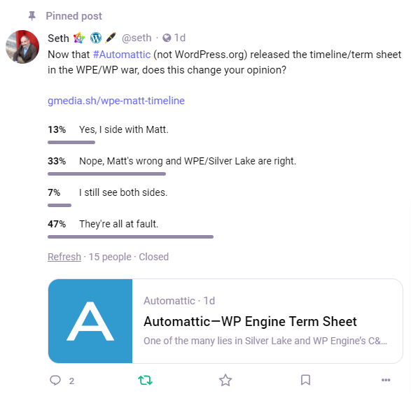 Poll from Mastodon that I ran.