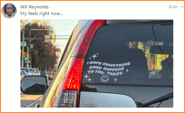 CRV back window decal: I hope something good happens to you today. Smiley face